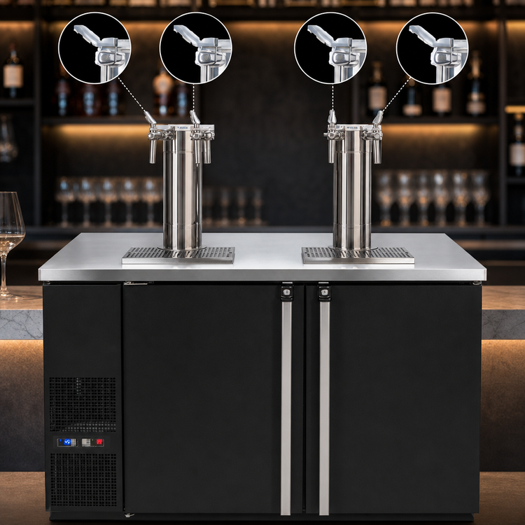 Product image #4 for Pro-Line E-Series Dual-Temperature Wine Cooler Dispenser, 59-1/2-Inch Wide, 2-Section, Self-Contained Refrigeration