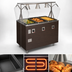 Thumbnail image #4 for Vollrath 2-Series Affordable Portable 3-Well Mobile Hot Food Station with Lighted Buffet Breath Guard and Enclosed Base, Walnut Woodgrain