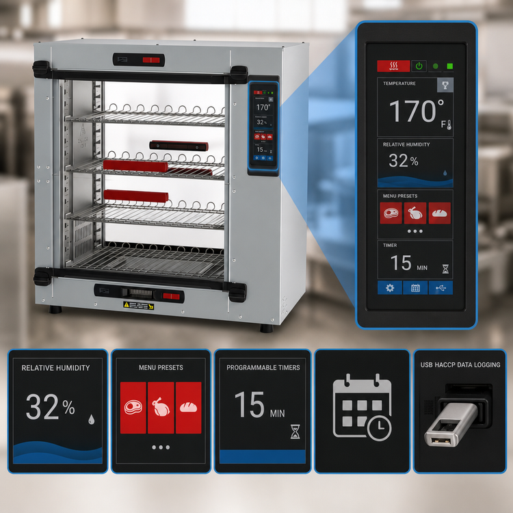 Product image #5 for Metro HotBlox Xpress S8 Pass-Thru Countertop Quick-Pick 4-Shelf Heated Holding Cabinet with Touchscreen Controls