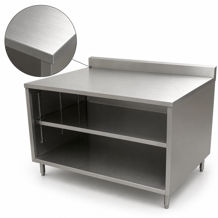 Product image #4 for BK Resources Stainless Steel Chef Table Cabinet Base, Open Front, 36 x 30 Inches, 5-Inch Riser