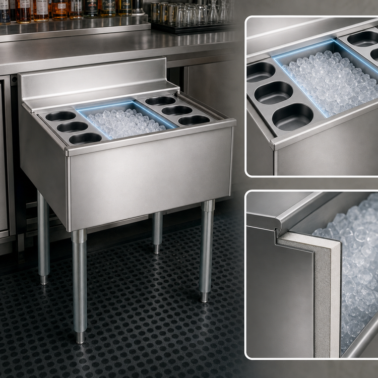 Product image #4 for Eagle Group 1800 Series Underbar Cocktail Unit with 16-Inch Deep Insulated Ice Bin, 24 x 20 Inches