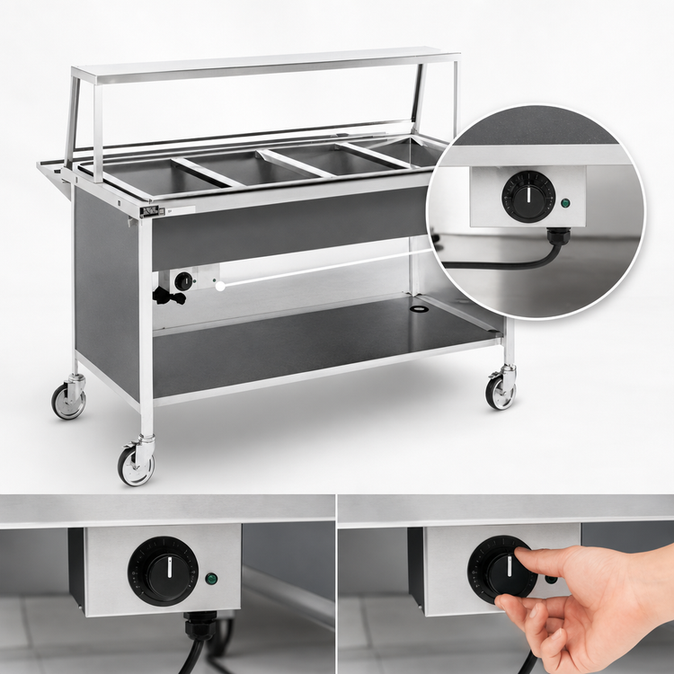 Product image #4 for Atlas Metal CAH-6 91-1/4" Mobile Electric 6-Pan Hot Food Serving Counter