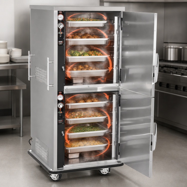 Product image #4 for FWE UHS-5-5 Mobile Split-Cavity Humidified Heated Holding Cabinet