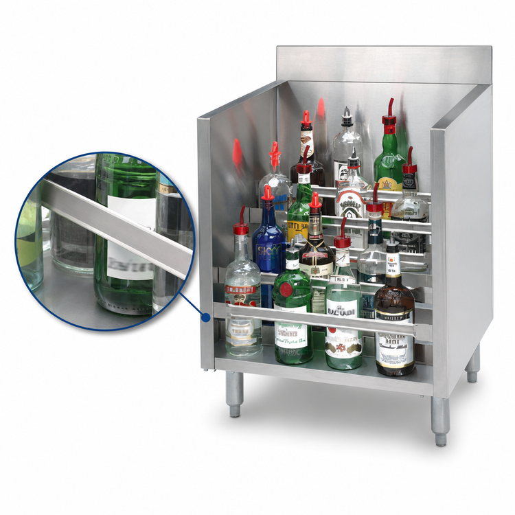 Product image #4 for Advance Tabco Special Value Series 24-Inch Freestanding Stainless Steel 5-Step Liquor Display Cabinet