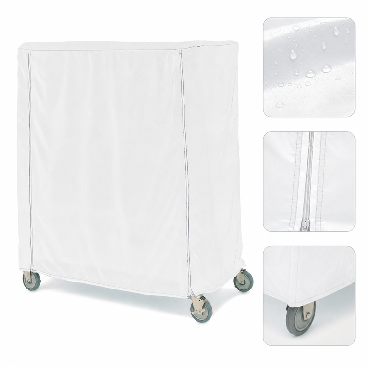 Product image #4 for Metro Waterproof Banquet Cart Cover with PVC Zipper, 36 x 18 x 54 Inches, White