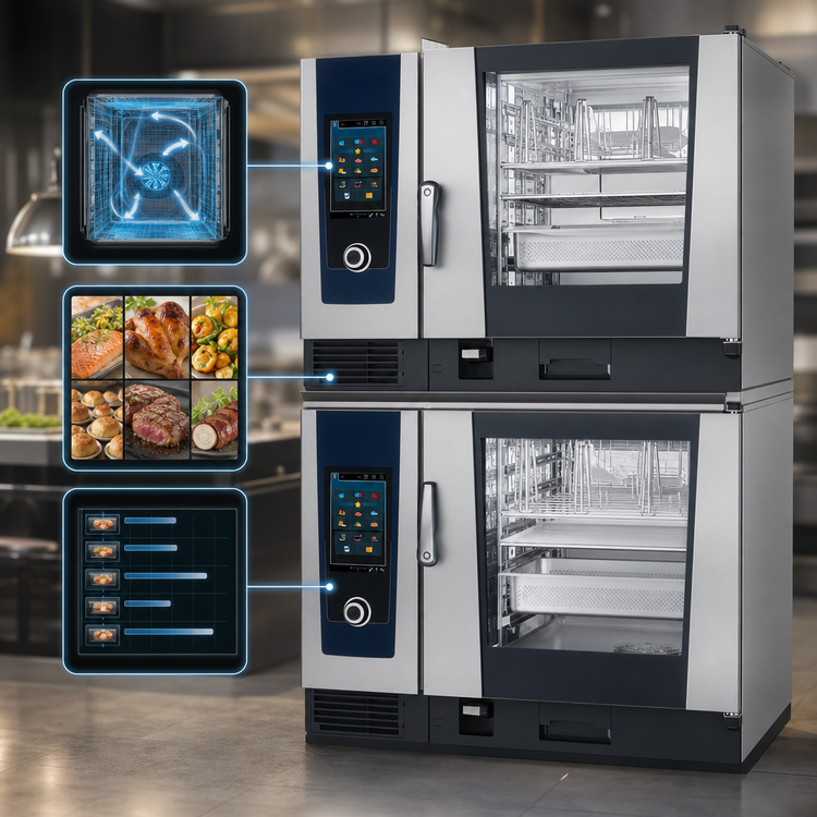 Product image #4 for RATIONAL iCombi Pro Double-Stack 6-Full Size Electric Combi Oven Package with AutoDose, 208/240V, 3-Phase