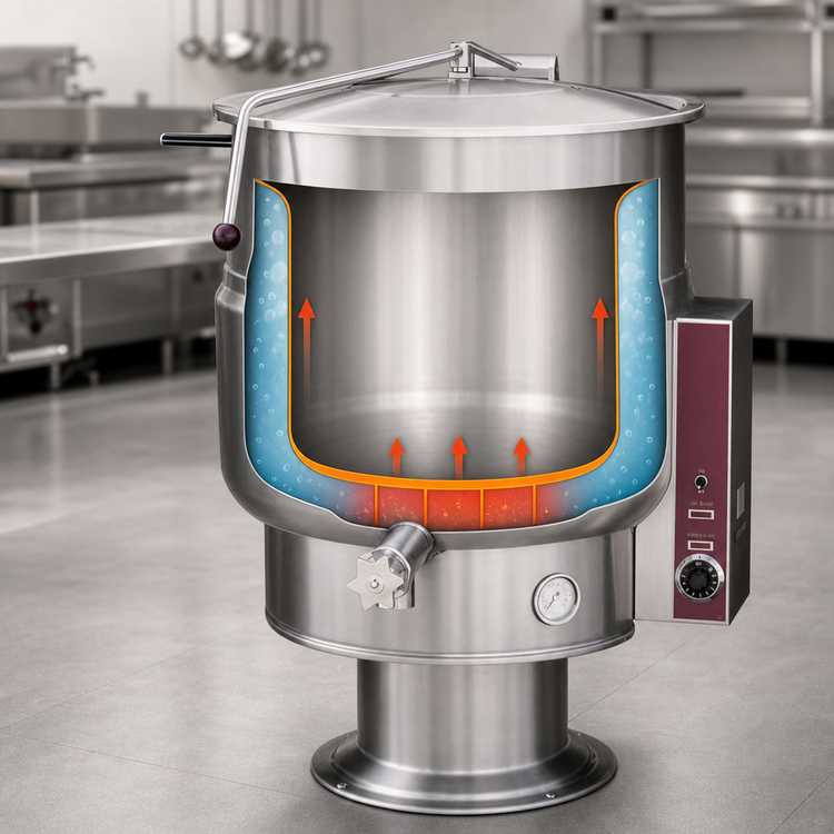 Product image #4 for Crown EP-30 30 Gallon Electric 2/3 Jacketed Stationary Pedestal Steam Kettle