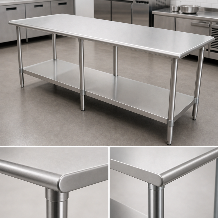 Product image #4 for Eagle Budget Series 108-Inch x 36-Inch 430 Stainless Steel Work Table with Adjustable Undershelf