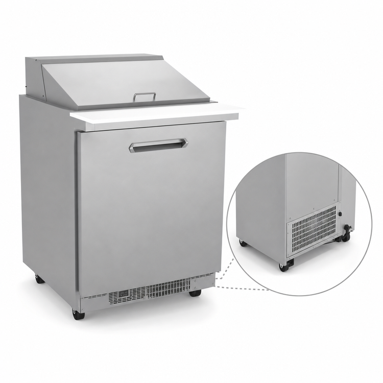 Product image #5 for Kelvinator Commercial 29-Inch Mega Top Refrigerated Sandwich/Salad Prep Table, 1 Section, 1 Door, Rear-Mounted Self-Contained Refrigeration