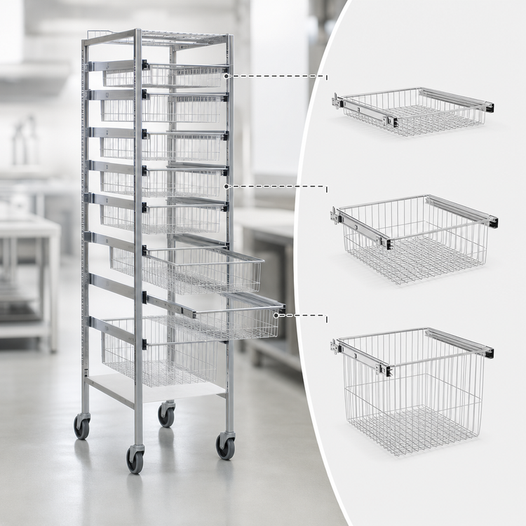 Product image #4 for Quantum Partition Store Starter Unit with Wire Baskets, Chrome Plated Finish, 19-1/2 x 24 x 75 Inches