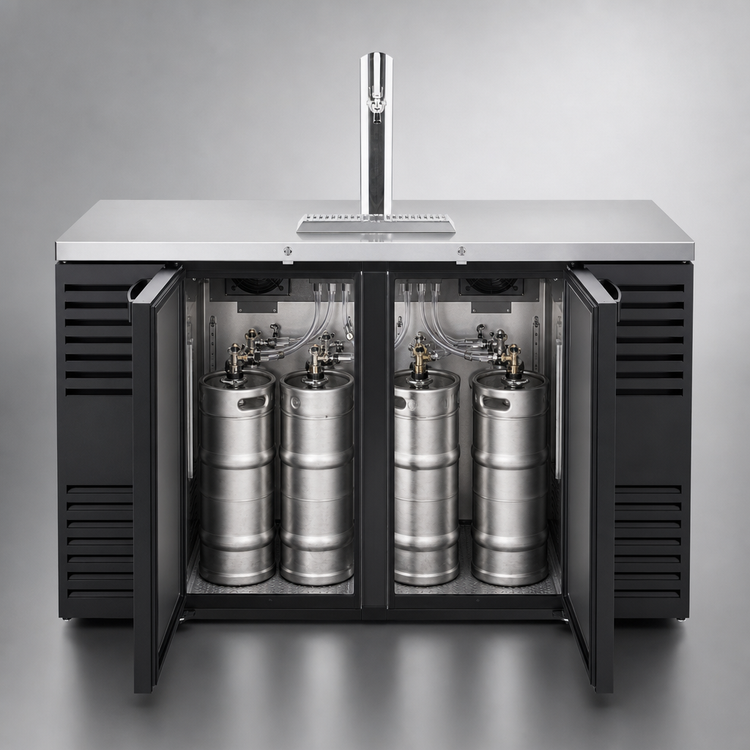 Product image #4 for True Premier Bar 60-Inch Pass-Thru Two-Section Refrigerated Draft Bar Cooler with Flat Top
