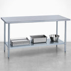 Thumbnail image #4 for Duke Manufacturing 416-3684 84-Inch 400 Series Stainless Steel Work Table with Galvanized Undershelf, Open Base, No Backsplash
