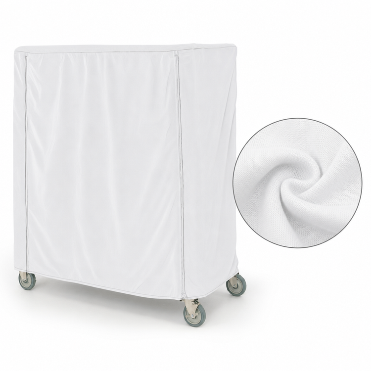 Product image #4 for Metro 60"W x 21"D x 74"H White Uncoated Knitted Polyester Cart Cover for Queen Mary/Banquet Carts