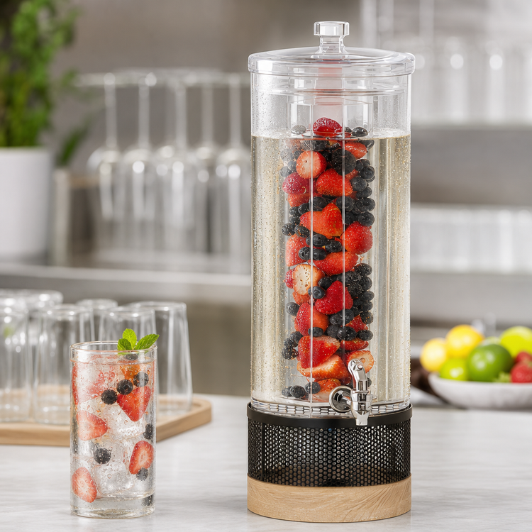 Product image #4 for Cal-Mil Camden Round 3-Gallon Beverage Dispenser with Infusion Chamber and Drip Tray