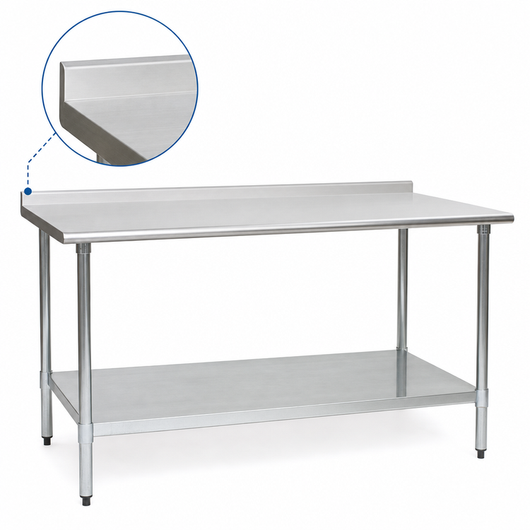 Product image #4 for Eagle Budget Series 84-Inch x 24-Inch 430 Stainless Steel Work Table with 1-1/2-Inch Rear Up-Turn and Undershelf