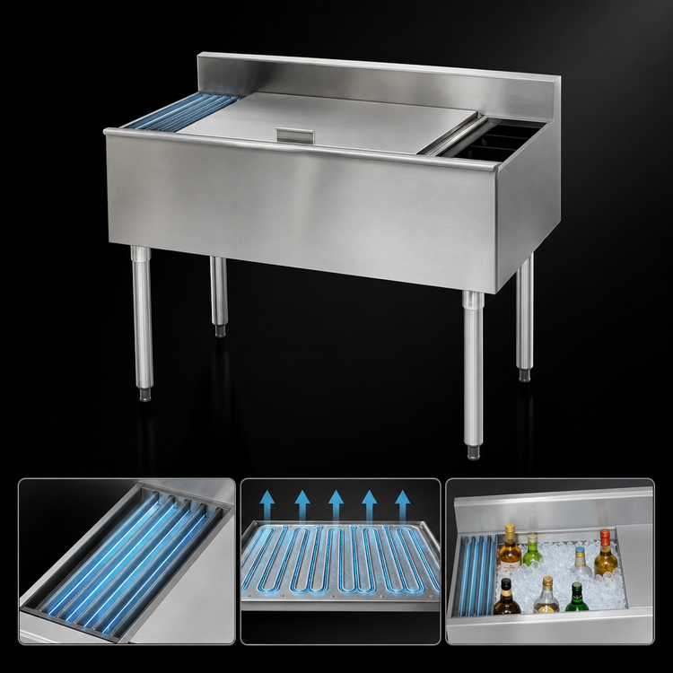 Product image #4 for Eagle Group 1800 Series Underbar Cocktail Unit with 16-Inch Insulated Ice Bin and 7-Circuit Cold Plate