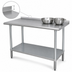 Thumbnail image #4 for Advance Tabco 84-Inch x 36-Inch 14-Gauge 304 Stainless Steel Work Table with Rear Upturn and Galvanized Undershelf