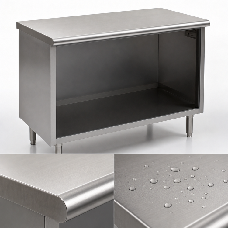 Product image #4 for Eagle Spec-Master Open Front Enclosed Base Worktable, 72 Inch x 30 Inch, 14-Gauge 304 Stainless Steel Flat Top