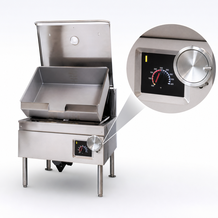 Product image #4 for Cleveland Range DuraPan 40-Gallon Natural Gas Tilting Skillet with Hydraulic Hand Tilt and Modular Open Base