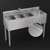 Thumbnail image #4 for Krowne Silver Series Three-Compartment Stainless Steel Bar Sink with Integrated Drainboard and Wall-Mount Faucet