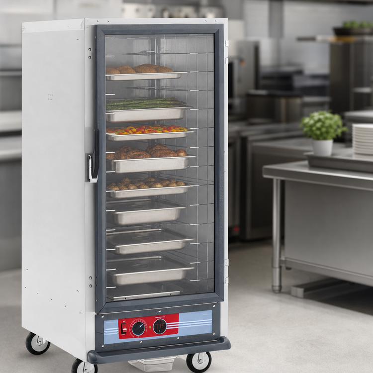 Product image #4 for Metro C5 1 Series Mobile 3/4-Height Non-Insulated Heated Holding Cabinet with Clear Door and Universal Wire Slides