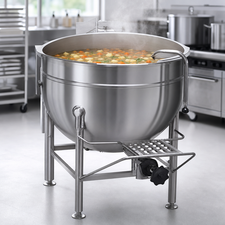 Product image #4 for Legion LS-150 150-Gallon Stationary Direct Steam Kettle with Full Jacket and 304 Stainless Steel Liner