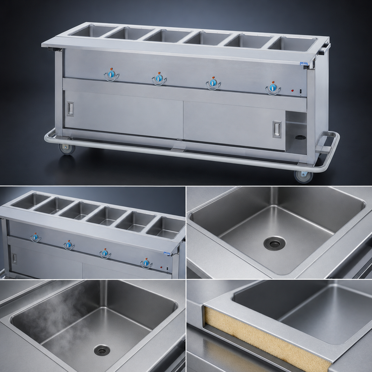 Product image #4 for Thurmaduke EP-6-CBPG 6-Well 88-Inch Portable Electric Hot Food Steamtable