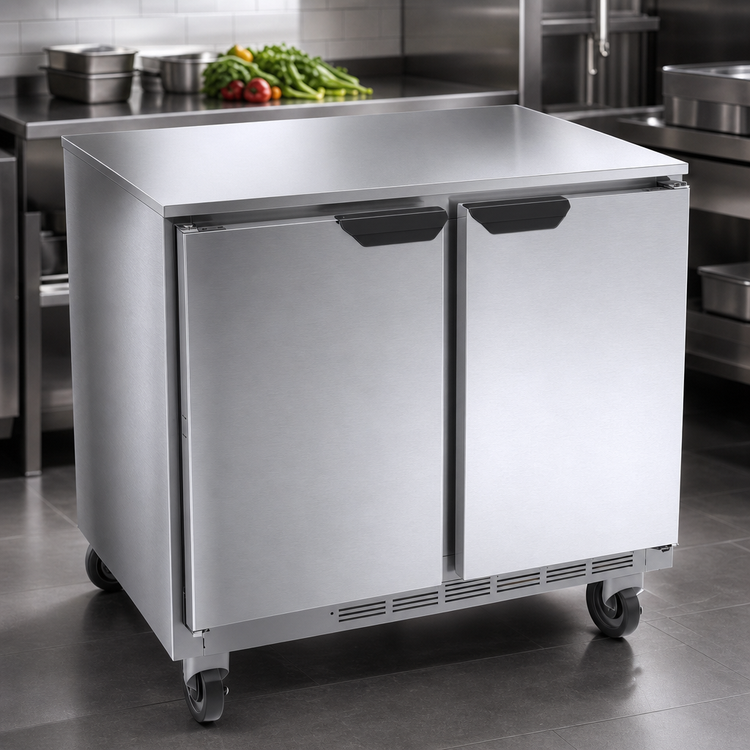 Product image #5 for Beverage-Air 36-Inch Two-Section Undercounter Freezer with 2 Solid Doors and 4 Shelves