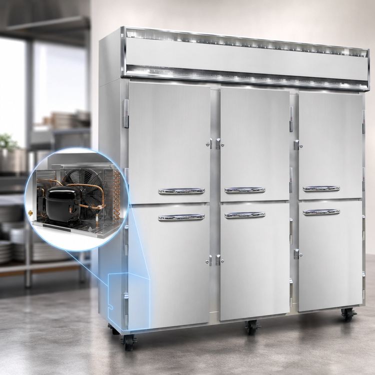 Product image #4 for Continental Refrigerator 3FSNSSHD Three-Section Shallow Depth Reach-In Freezer with Half-Height Solid Doors