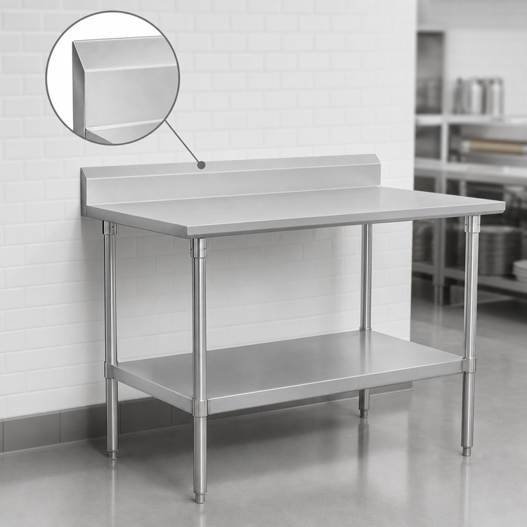Product image #4 for John Boos Stallion 84-Inch x 24-Inch 16-Gauge Stainless Steel Work Table with 5-Inch Backsplash and Undershelf