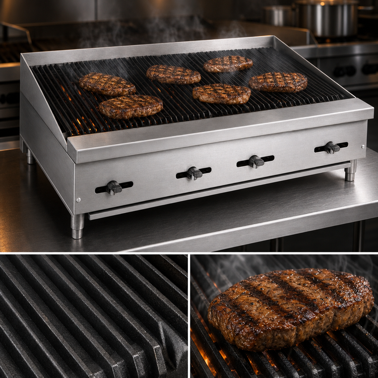 Product image #4 for Comstock-Castle 48-Inch Countertop Gas Lava Rock Char-Broiler with Cast Iron Grates