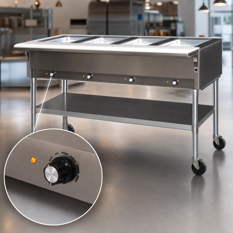 Product image #4 for Eagle Group Portable Electric 4-Well Hot Food Table with Cutting Board and Open Base