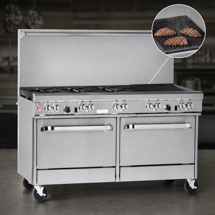 Product image #4 for Southbend Ultimate 60-Inch Gas Restaurant Range with 2 Standard Ovens, 6 Open Burners, and 24-Inch Charbroiler