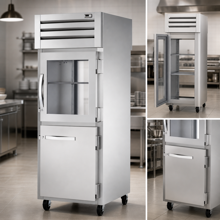 Product image #4 for True SPEC SERIES One-Section Pass-Thru Combination Half Front / Glass Rear Swing-Door Reach-In Refrigerator