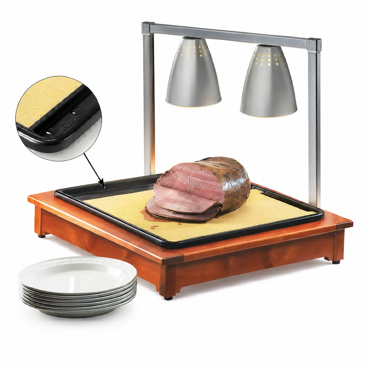 Product image #4 for Cut-Mate Countertop Carving Station with High-Heat Cutting Board, Black Drip Tray, and Heat Lamp Bracket