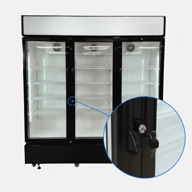 Product image #4 for Hurakan by Equip.me 81-Inch 3-Section Reach-In Glass Door Merchandiser Refrigerator