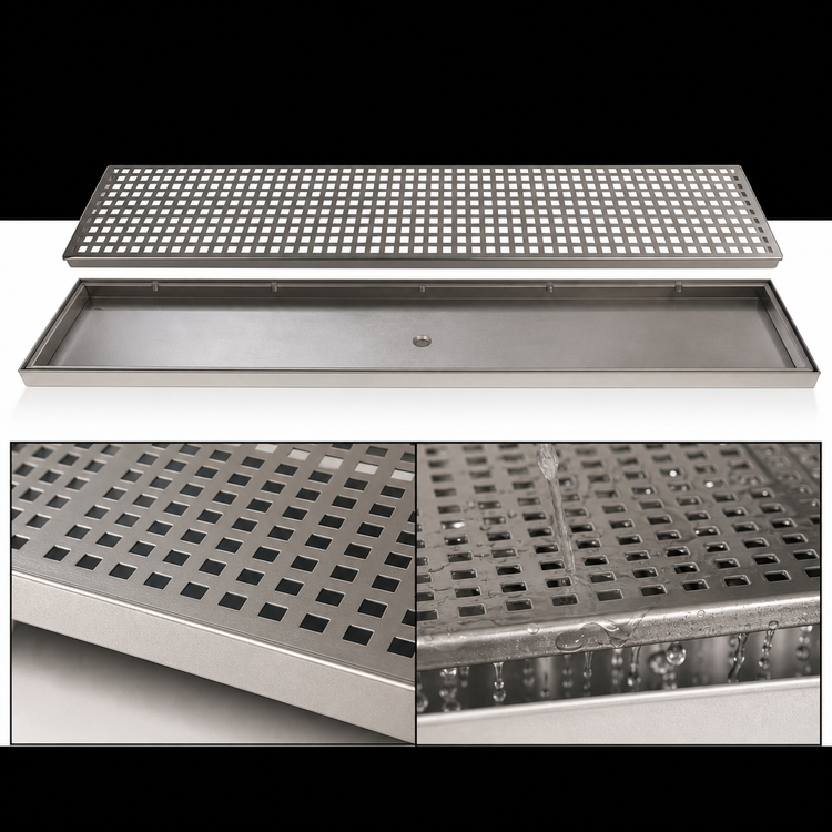 Product image #4 for Micro Matic USA Stainless Steel Surface Mount Drip Tray Trough with Perforated Screen, 30 x 8 Inches