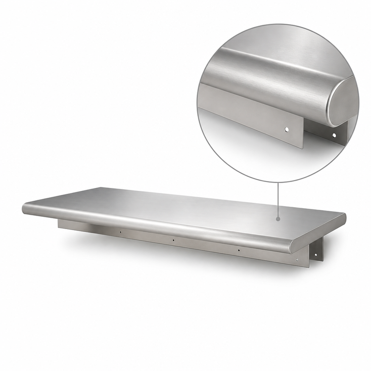 Product image #4 for BK Resources 108-Inch x 18-Inch Stainless Steel Pass-Through Shelf, 5-Inch Wall Thickness