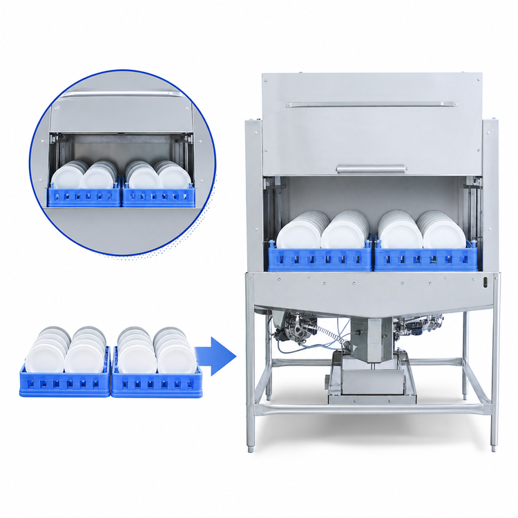 Product image #4 for Jackson Conserver® XL2 Double-Rack Door-Type Dishwasher, Low-Temp Chemical Sanitizing, Straight-Thru, Approx. 82 Racks/Hour