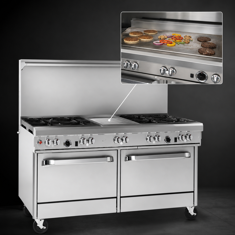 Product image #4 for Southbend Ultimate 60-Inch Gas Restaurant Range with 6 Burners, 24-Inch Griddle, Standard Oven, and Convection Oven