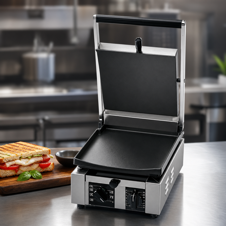 Product image #4 for Univex Single Countertop Electric Panini Press with Smooth Cast Iron Plates and Timer