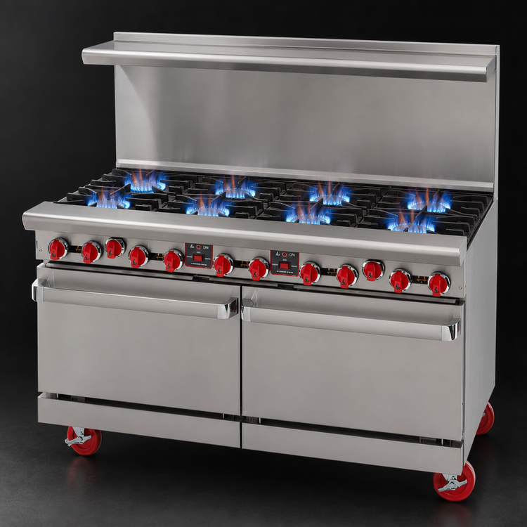 Product image #4 for American Range 60-Inch Commercial Gas Restaurant Range with 12-Inch Griddle, 8 Open Burners, and 2 Convection Ovens