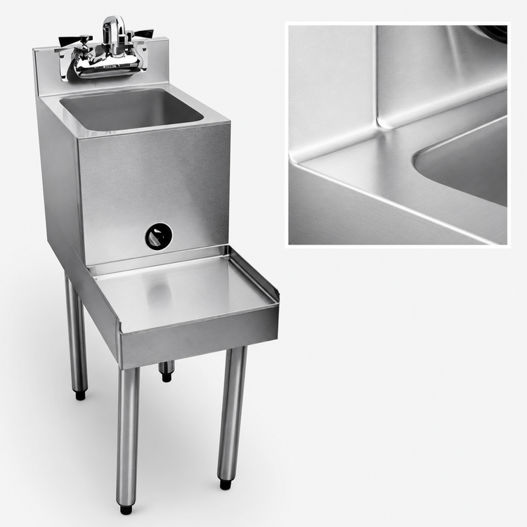 Product image #4 for CHOICE Stainless Steel Freestanding Underbar Blender Station with Sink and Backsplash, 12-Inch x 29-Inch