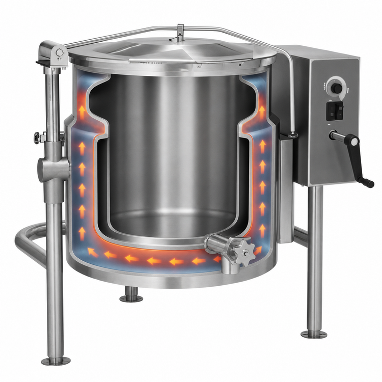Product image #5 for Vulcan 20-Gallon Electric Tilting Steam Kettle, 2/3 Jacketed, 316 Stainless Steel Liner