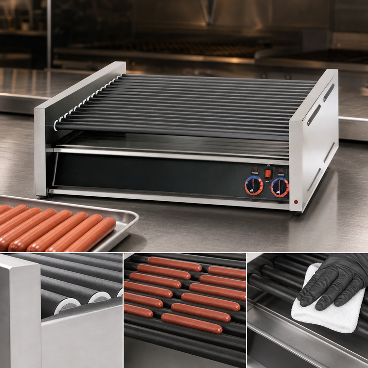 Product image #4 for Grill-Max 75SC 75-Hot-Dog Roller Grill with Duratec Non-Stick Rollers, Analog Controls, Stadium Seating, Stainless Steel
