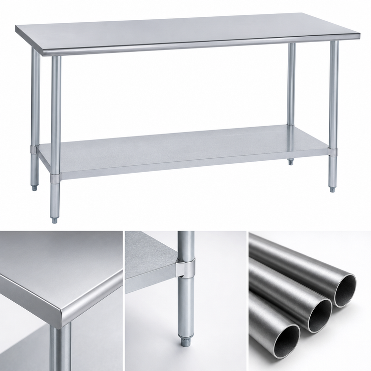 Product image #4 for Duke Manufacturing 84-Inch Stainless Steel Work Table with Galvanized Undershelf and Posts