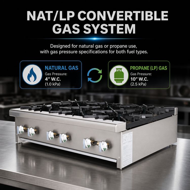 Product image #4 for Bake Tech Innovation Radiance 36-Inch Countertop Gas Hot Plate, 6 Burners, 192,000 BTU