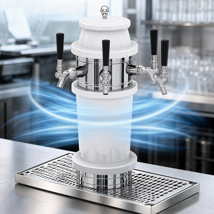 Product image #4 for Glastender Roman Draft Dispensing Tower, 4 Faucets, Mirror Finish, Air Cooled