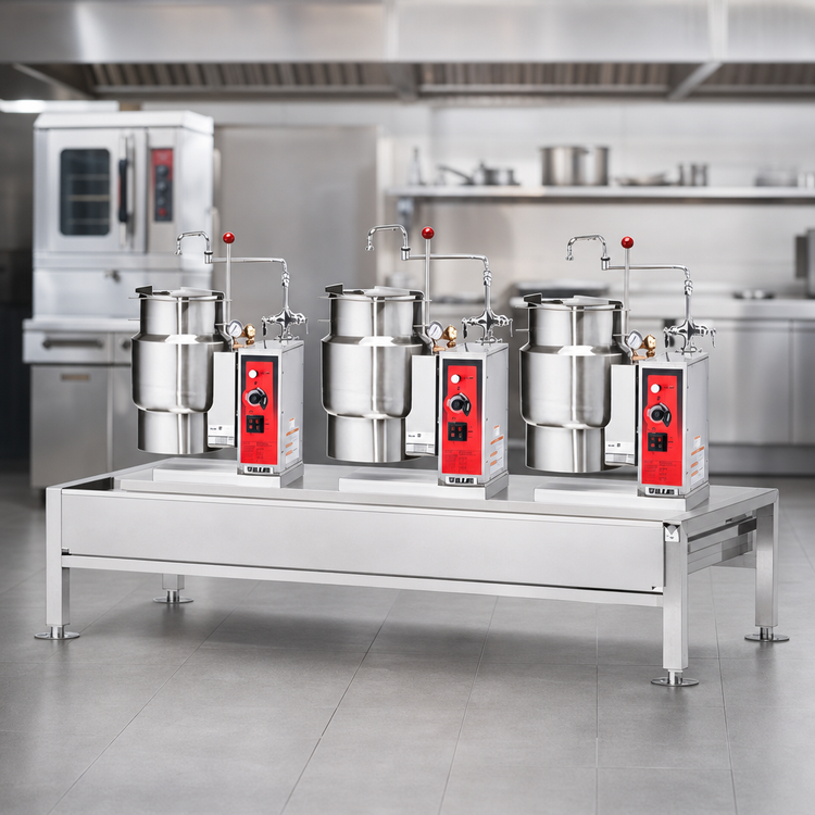 Product image #4 for Vulcan Triple 6-Gallon Electric Tilting Kettle Stand Assembly, 80-Inch Wide Stainless Steel