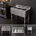 Thumbnail image #4 for Omcan Triple-Compartment Under Bar Sink with No Drain Boards